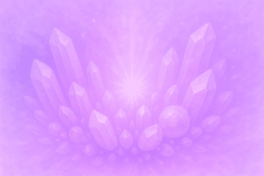 imagine abstracta lavanda alb cu siluete de cristale 