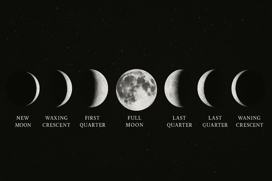 luna reprezentata in toate fazele lunii 