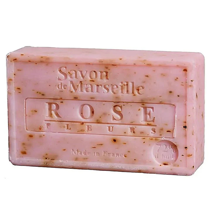 Săpun natural Savon de Marseille Rose Fleurs – săpun vegetal artizanal cu parfum de trandafir, fabricat în Franța