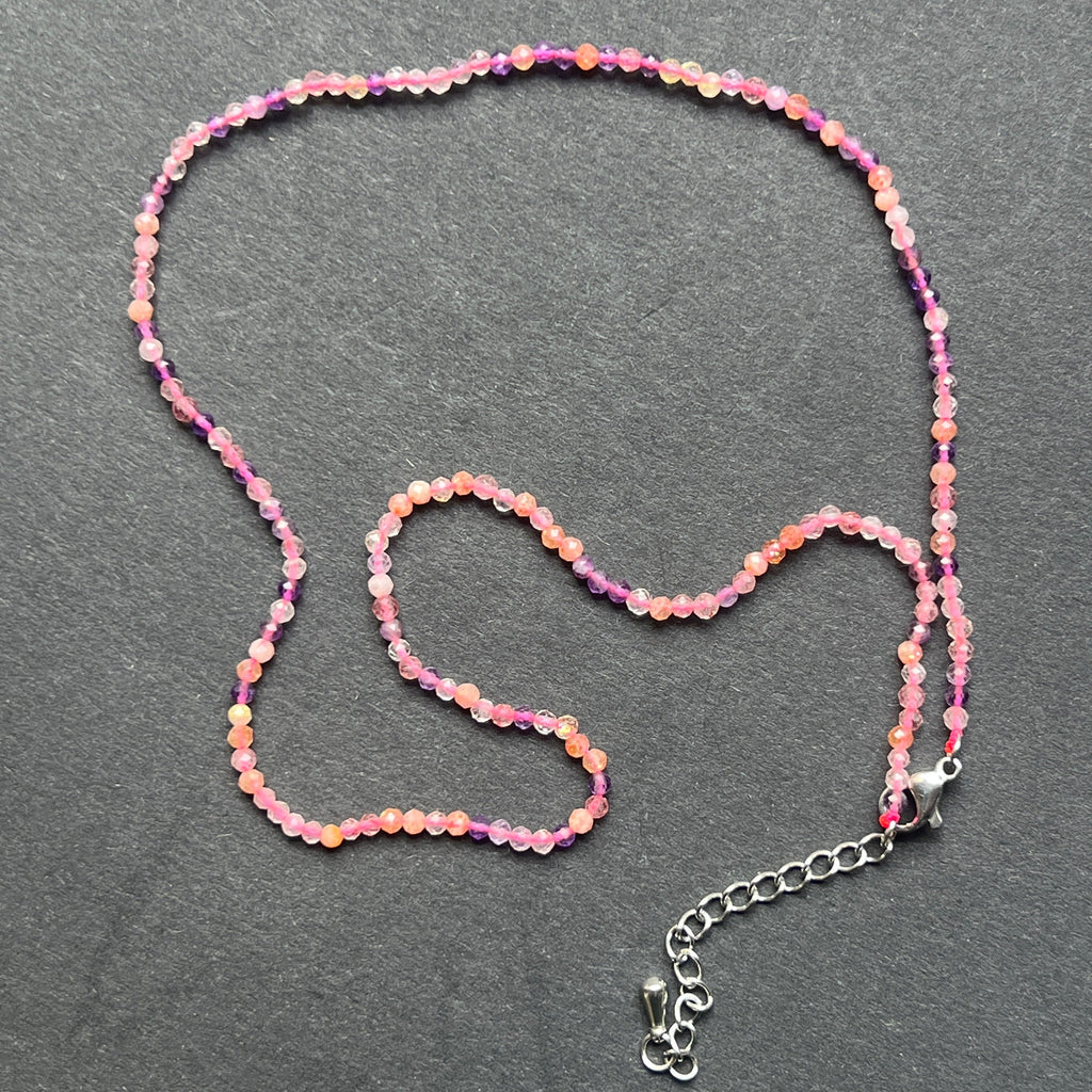 Colier Ametist Cuart Roz Citrin sfere 2 mm, pietre semipretioase - druzy.ro 1 