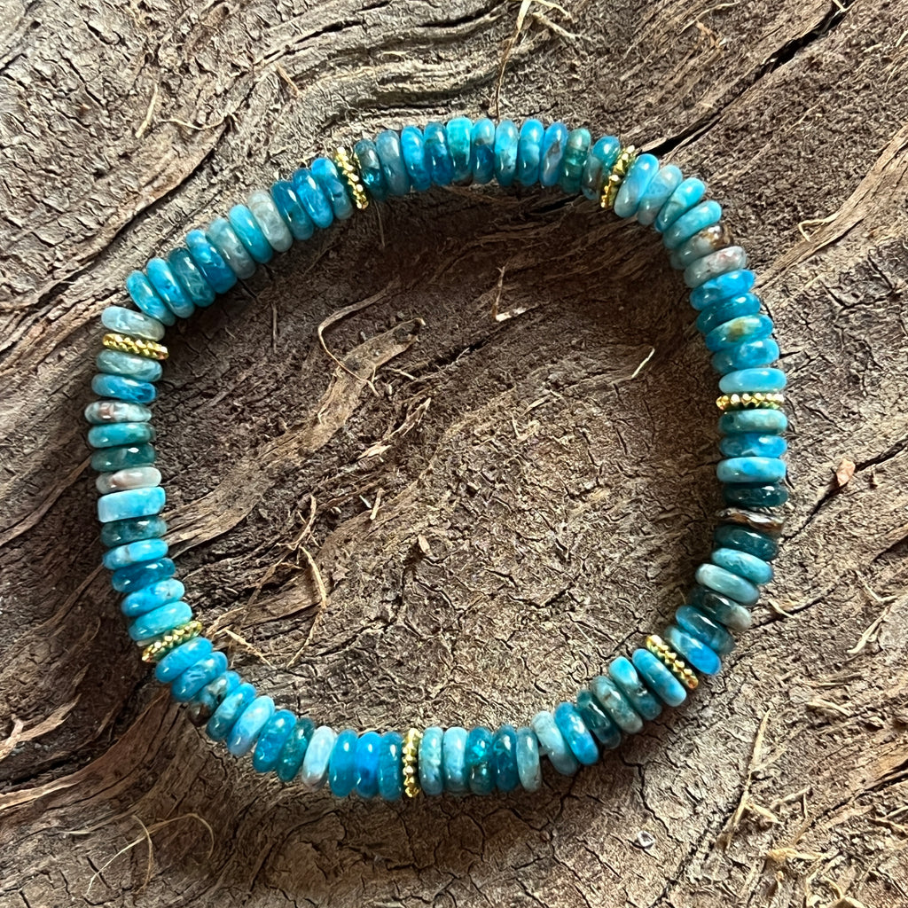 Bratara discuti apatit si insertii aurii – 6x2 mm, pietre semipretioase - druzy.ro 1 
