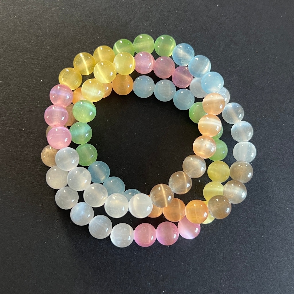 Bratara sfere colorate din selenit 8 mm, pietre semipretioase - druzy.ro 2 