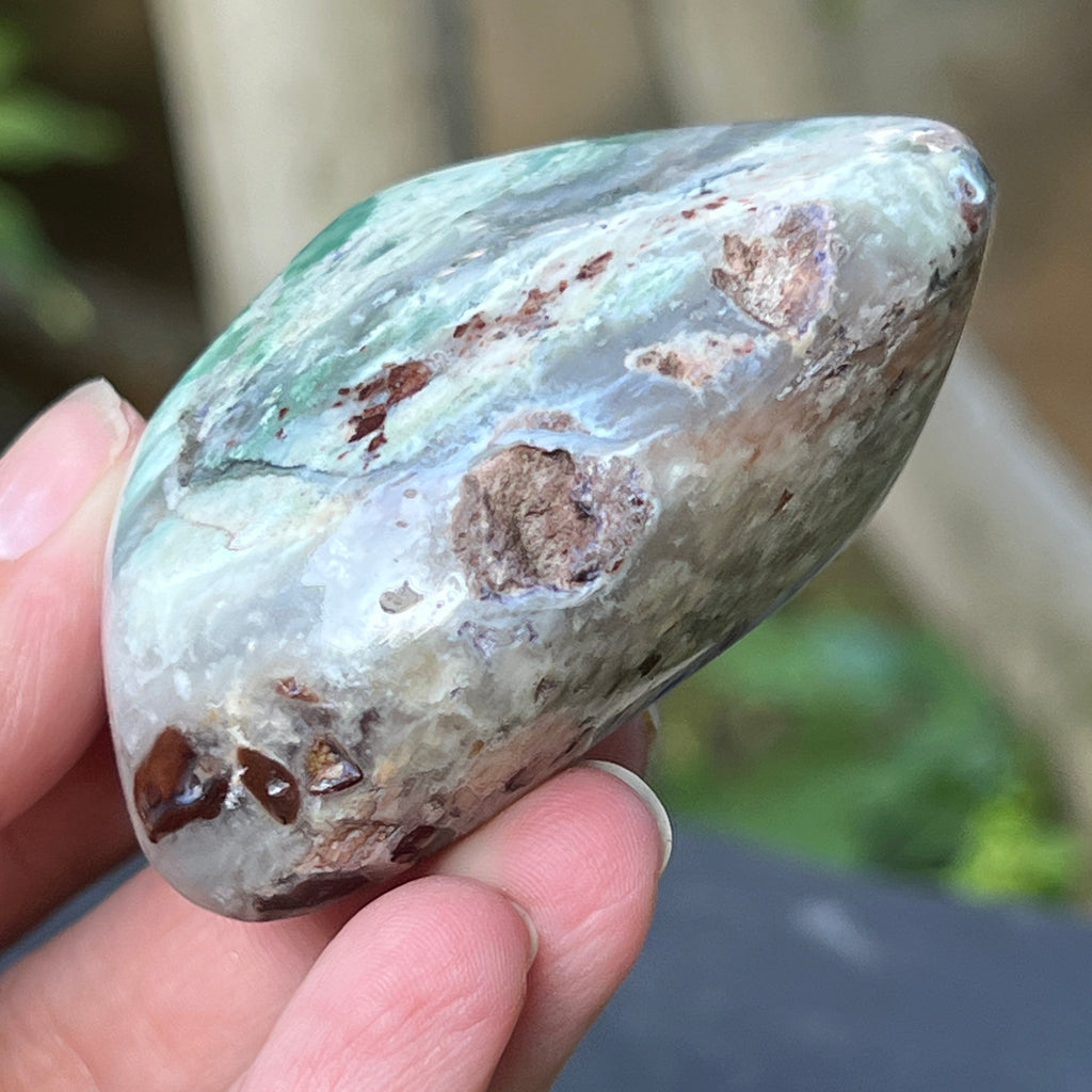 Palmstone calcedonie cu crom albastru-verzuie din Zimbabwe | Model 1, pietre semipretioase - druzy.ro 3 