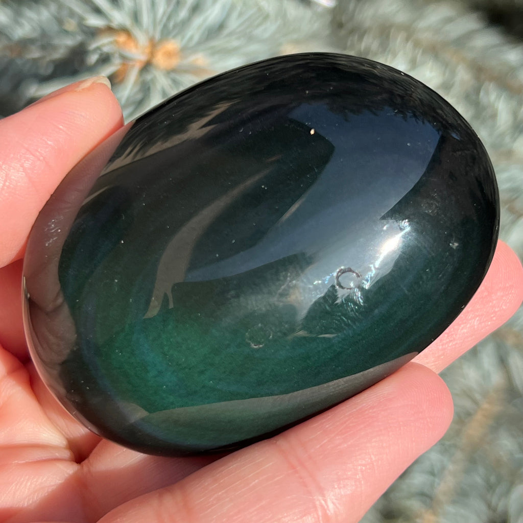 Obsidian curcubeu palmstone model 6, druzy.ro, cristale 1