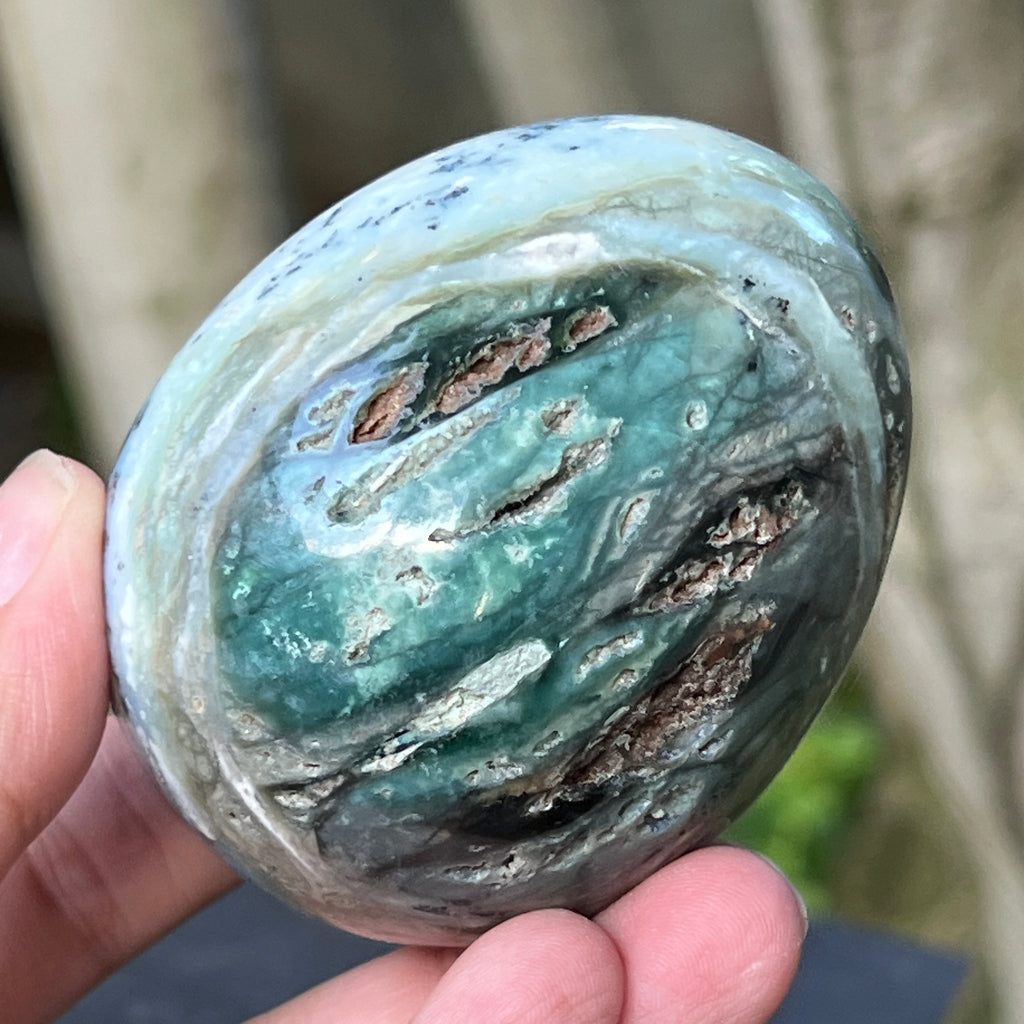 Ou calcedonie cu crom albastru-verzuie din Zimbabwe | Model 1, pietre semipretioase - druzy.ro 3 