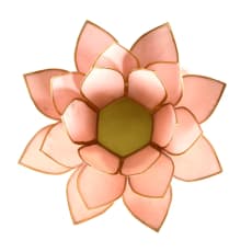 Suport lumanare roz pal floare lotus din Philippine cu cochilii Capiz, pietre semipretioase - druzy.ro 3 