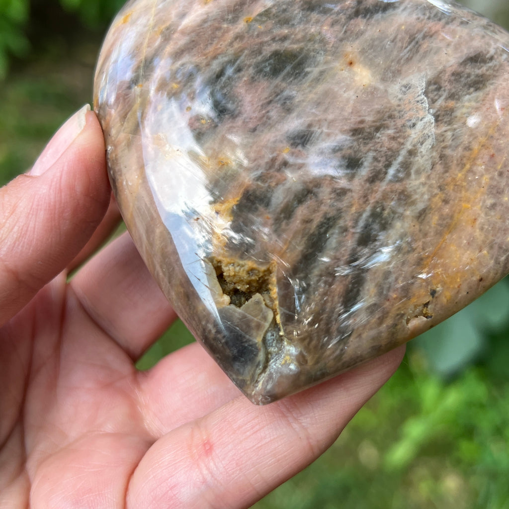 Inima piatra lunii somon gri | Model 1, pietre semipretioase - druzy.ro 2 
