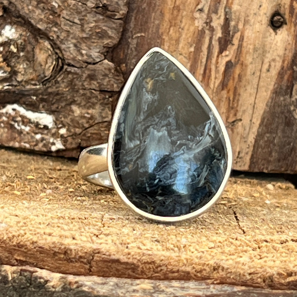 Inel ajustabil pietersit din argint, piatra furtunii model 3, pietre semipretioase - druzy.ro 2 