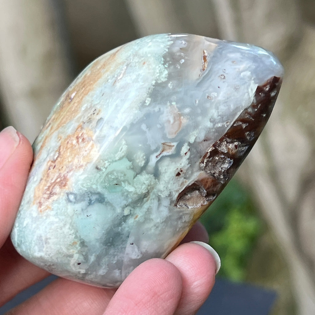 Palmstone calcedonie cu crom albastru-verzuie din Zimbabwe | Model 6, pietre semipretioase - druzy.ro 5 