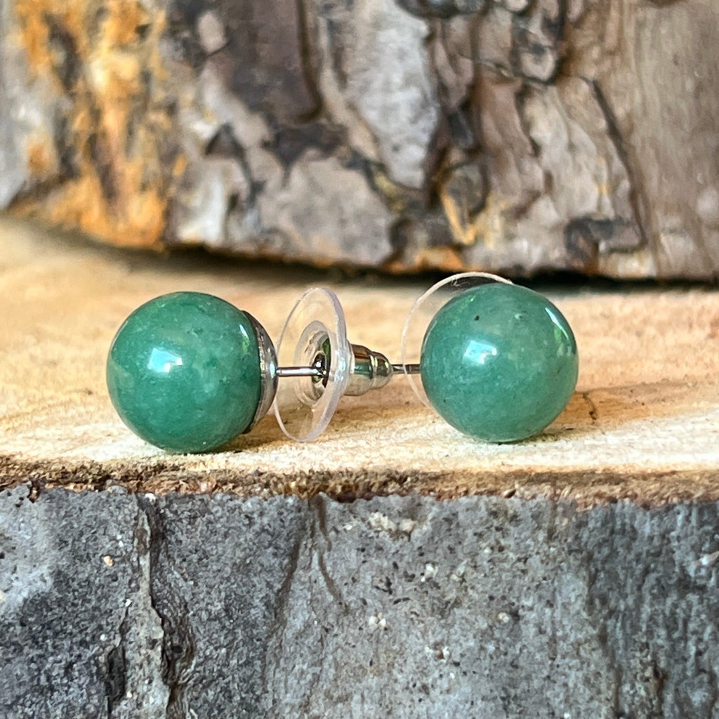 Cercei stud sfere aventurin 10 - 10.5 mm, pietre semipretioase - druzy.ro 2 