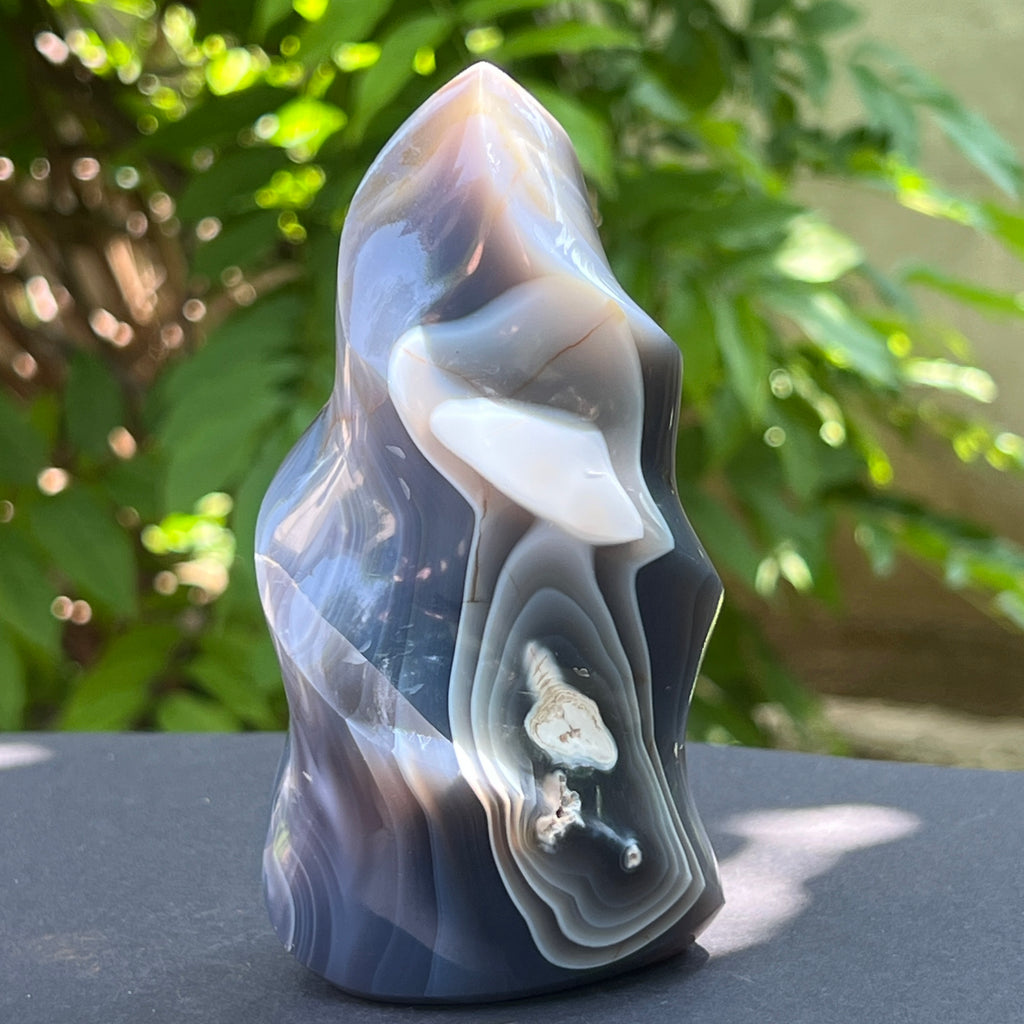 Sculptura forma flacara din agat m4, pietre semipretioase - druzy.ro 2 