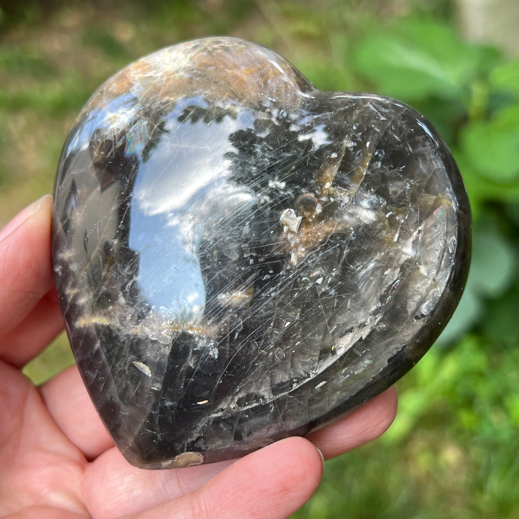 Inima piatra lunii somon gri | Model 4, pietre semipretioase - druzy.ro 4 