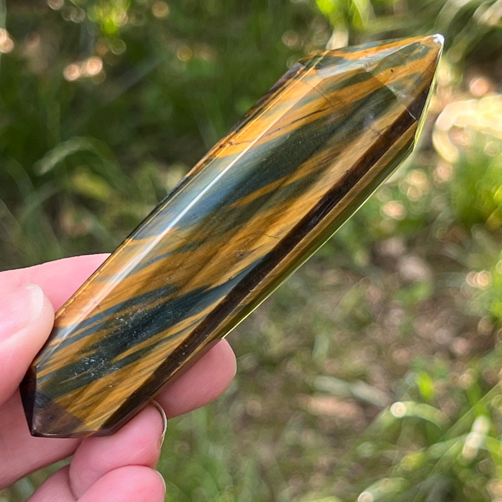 Bagheta dublu varf ochi de tigru albastru (ochi de soim) model 1, pietre semipretioase - druzy.ro 6 