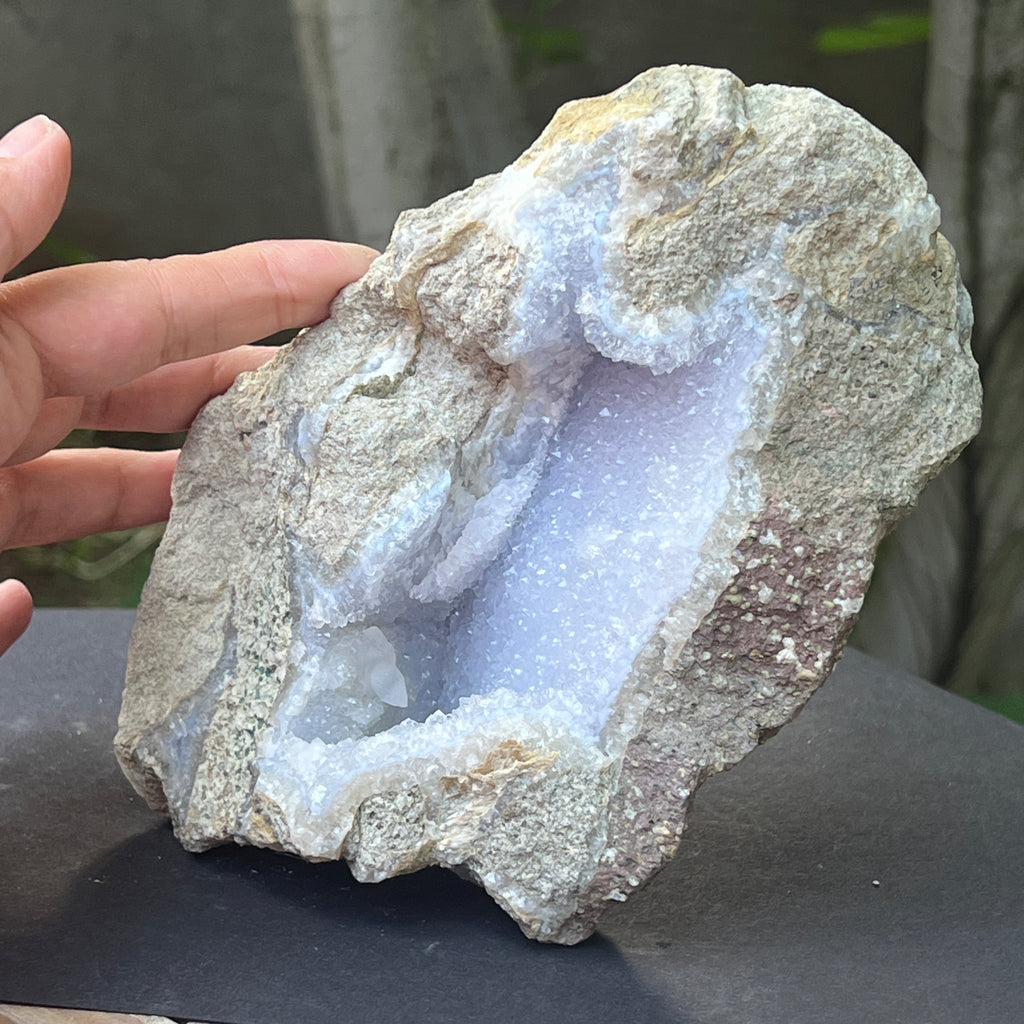 Calcedonie albastra /blue lace/ agat albastru piatra bruta m22, pietre semipretioase - druzy.ro 4 