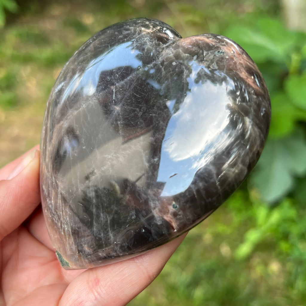 Inima piatra lunii somon gri | Model 2, pietre semipretioase - druzy.ro 3 