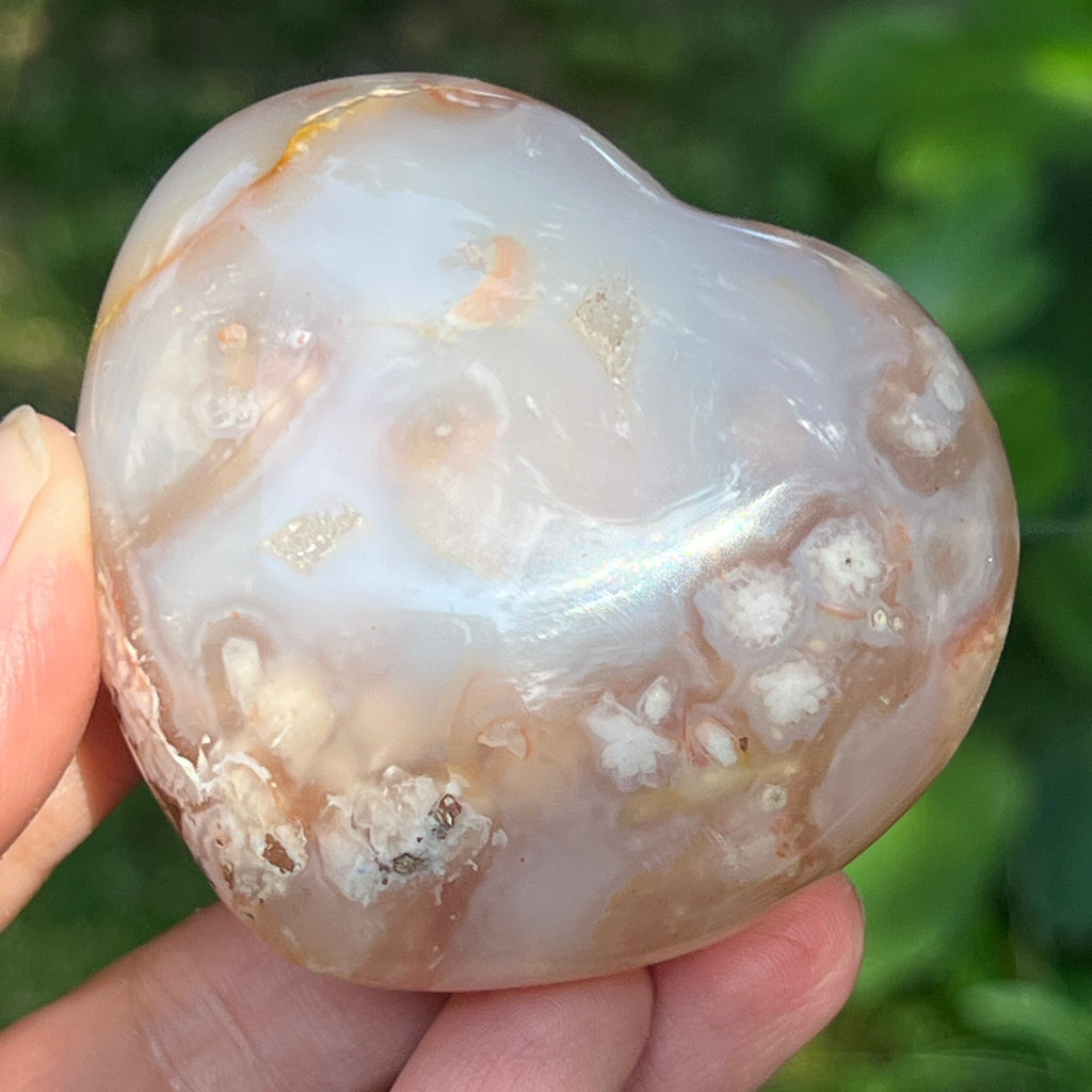 Inima agat coral floare gri m5, pietre semipretioase - druzy.ro 1 