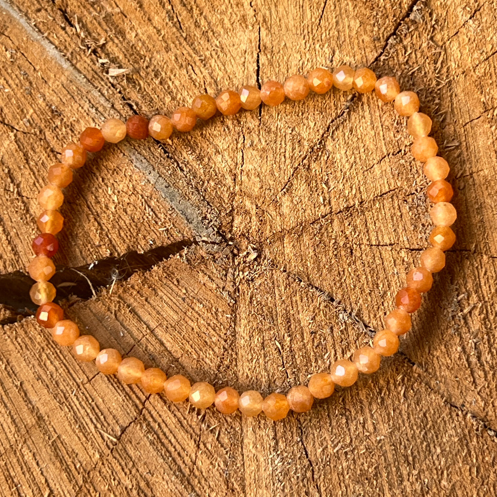 Bratara fatetata aventurin portocaliu 4 mm, pietre semipretioase - druzy.ro 2 