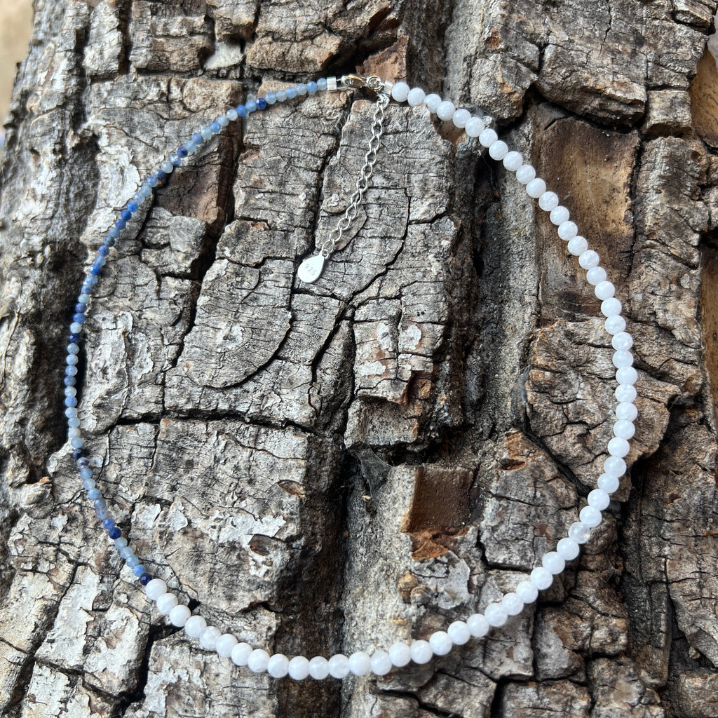 Colier aventurin albastru si jad alb Silent Shift #76, pietre semipretioase - druzy.ro 4 