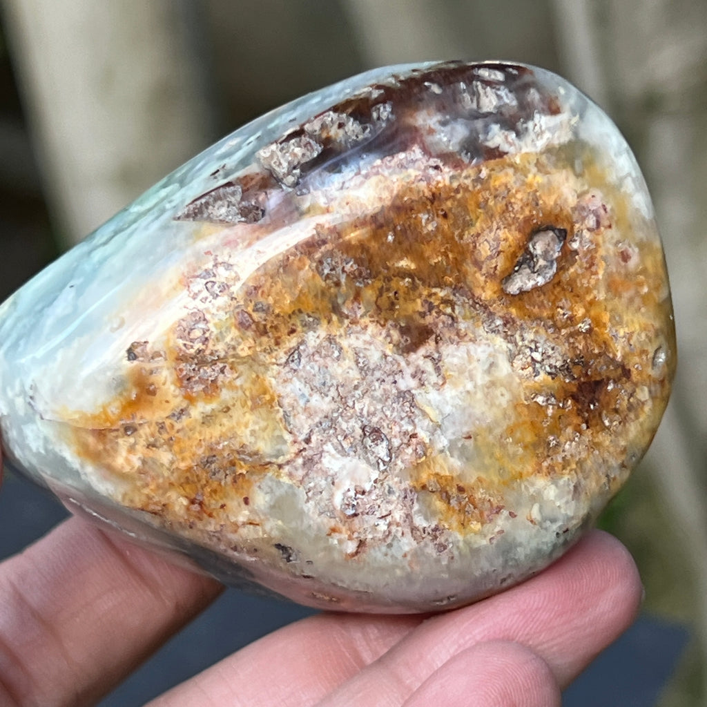 Palmstone calcedonie cu crom albastru-verzuie din Zimbabwe | Model 6, pietre semipretioase - druzy.ro 2 