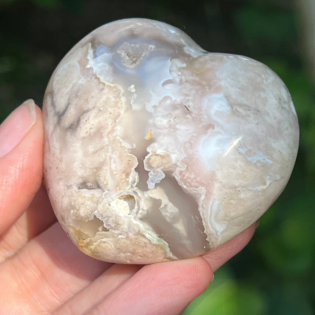 Inima agat coral floare gri m6, pietre semipretioase - druzy.ro 1 