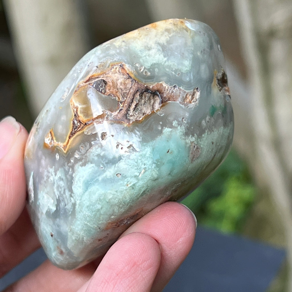 Palmstone calcedonie cu crom albastru-verzuie din Zimbabwe | Model 6, pietre semipretioase - druzy.ro 4 
