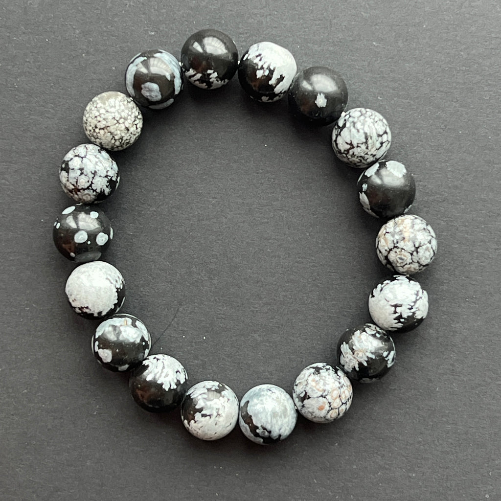 Brățară obisidian fulgi de zapada 10 mm, pietre semipretioase - druzy.ro 3 