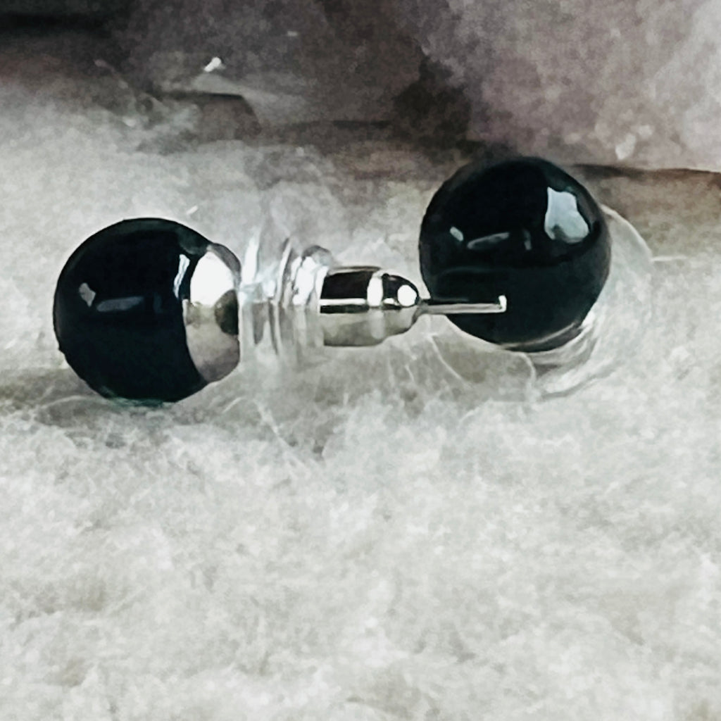 Cercei stud sfere turmalina neagra 8 mm, pietre semipretioase - druzy.ro 2 