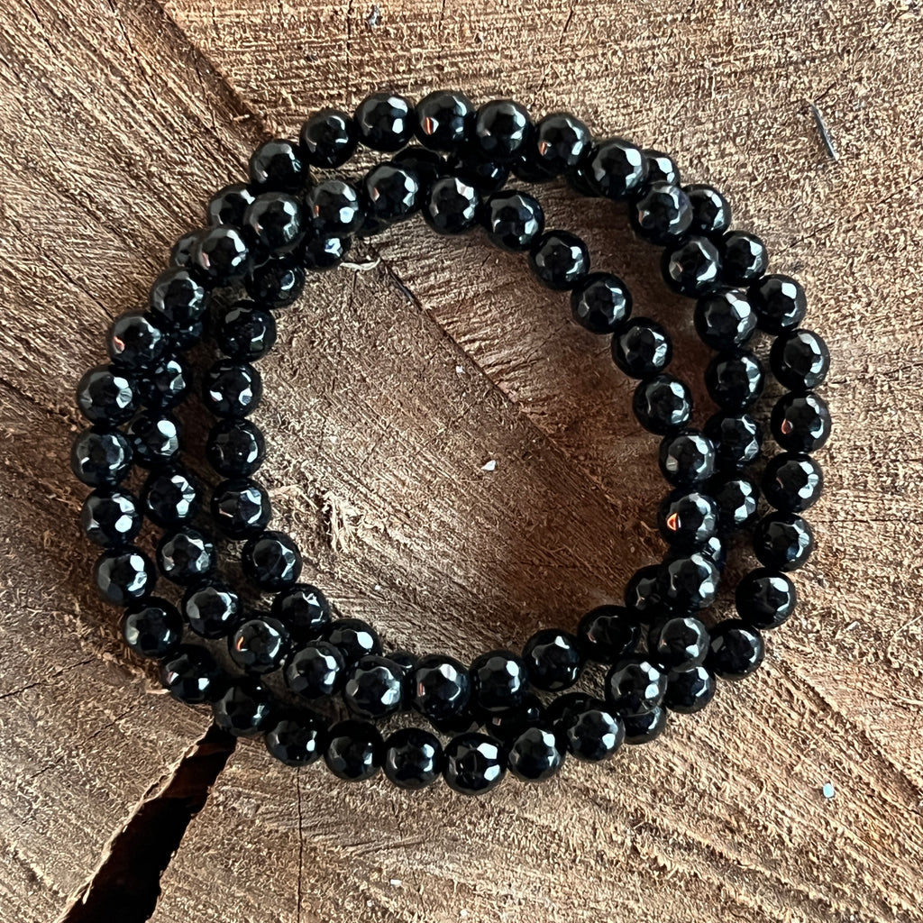 Bratara fatetata onix negru 6 mm, pietre semipretioase - druzy.ro 2 