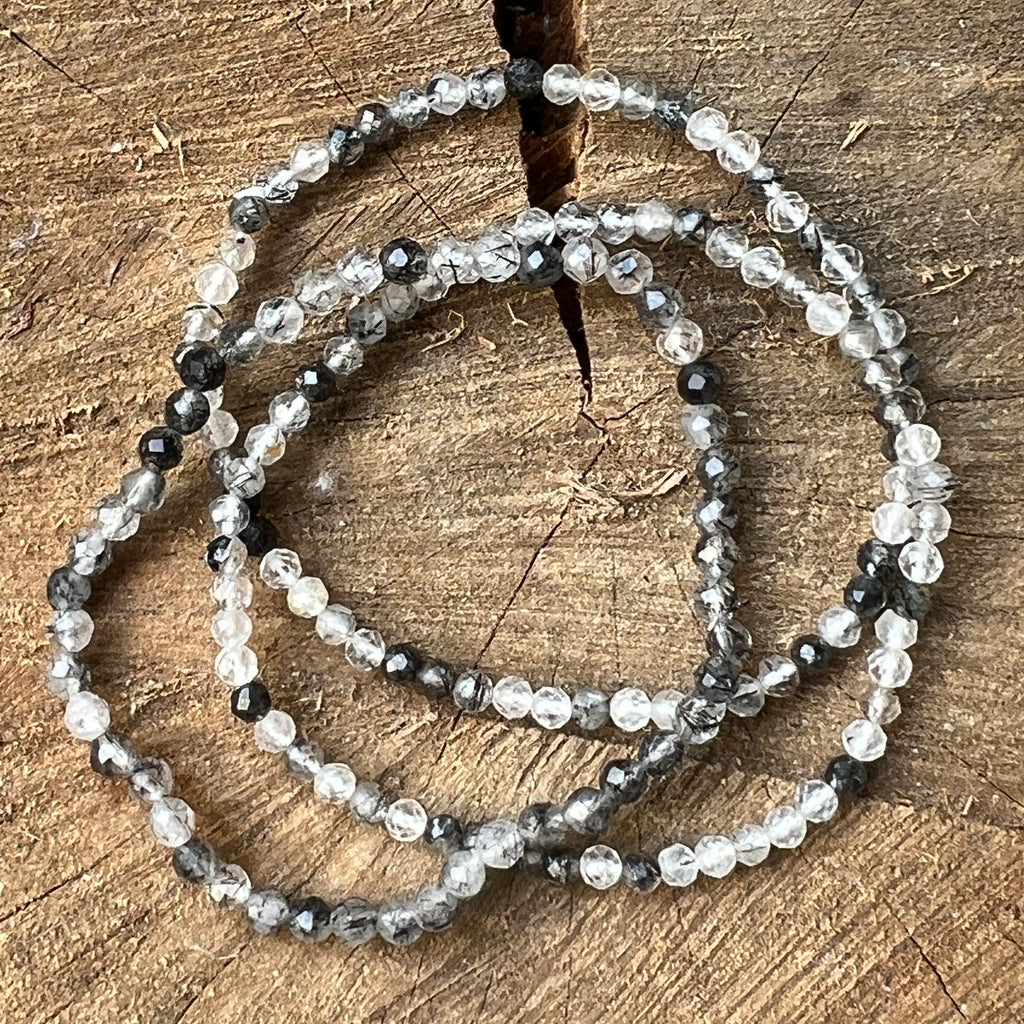 Bratara fatetata turmalina neagra in cuart 4 mm, pietre semipretioase - druzy.ro 1 