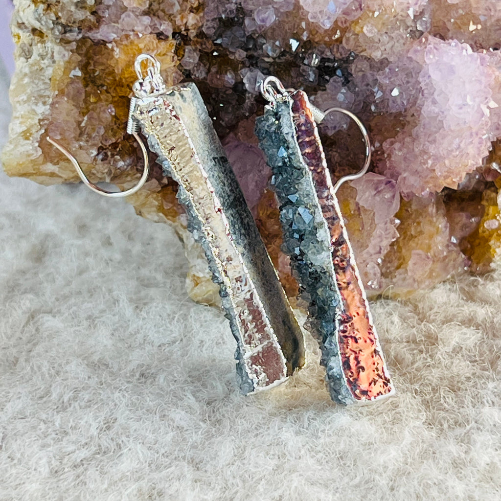 Cercei felii agat druzy placati cu argint din Brazilia model 3, druzy.ro, cristale 2