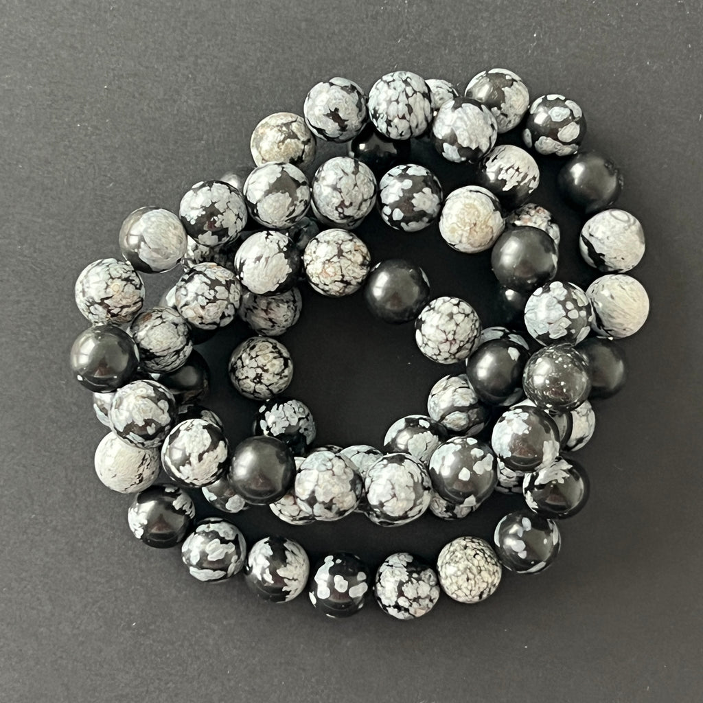 Brățară obisidian fulgi de zapada 10 mm, pietre semipretioase - druzy.ro 4 
