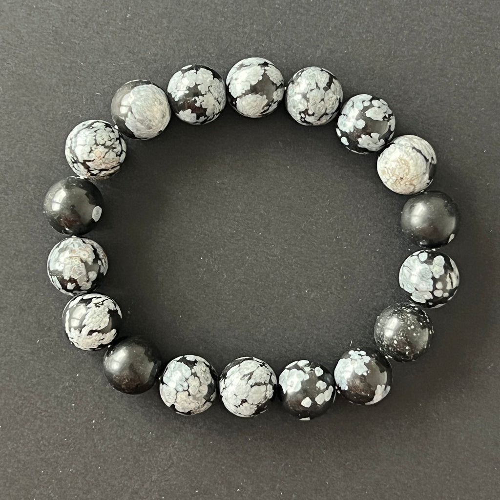 Brățară obisidian fulgi de zapada 10 mm, pietre semipretioase - druzy.ro 5 