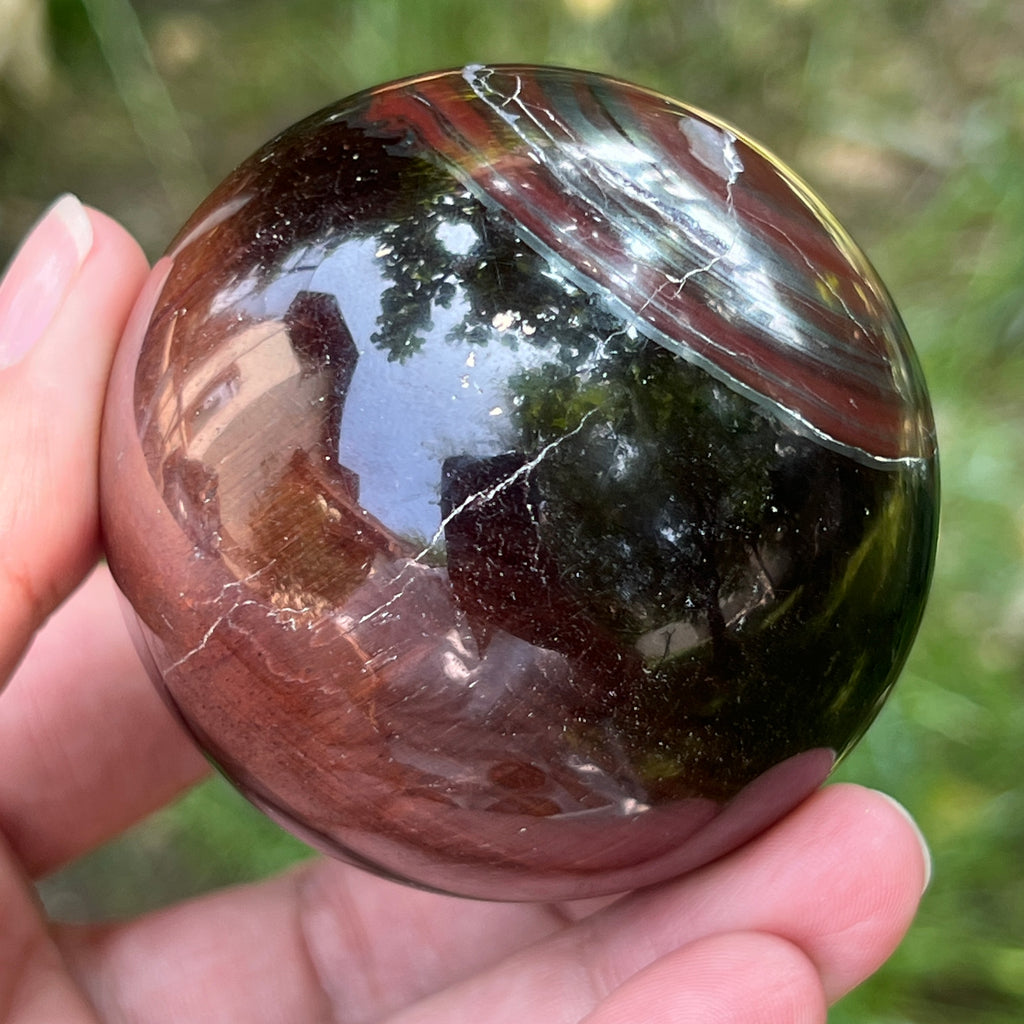 Sfera ochi de tigru rosu model 2, pietre semipretioase - druzy.ro 11 