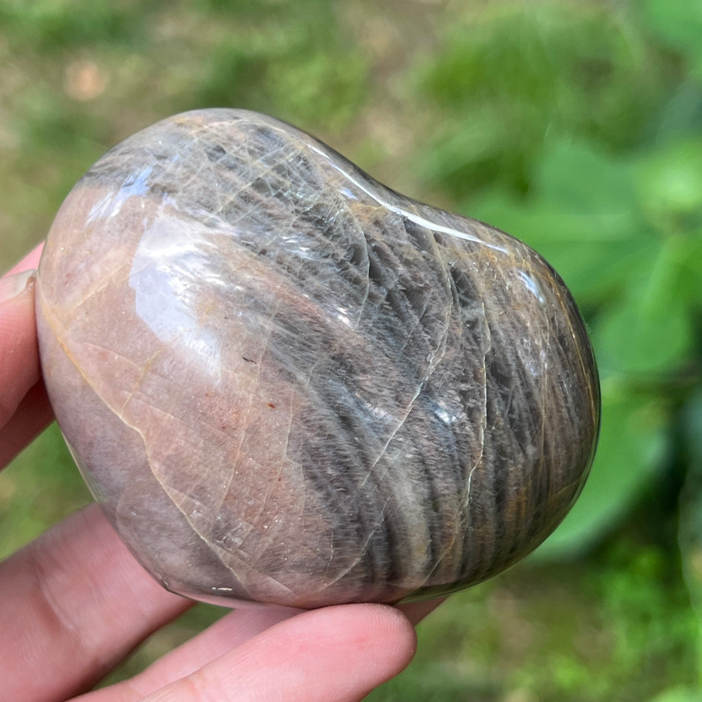 Inima piatra lunii somon gri | Model 6, pietre semipretioase - druzy.ro 2 