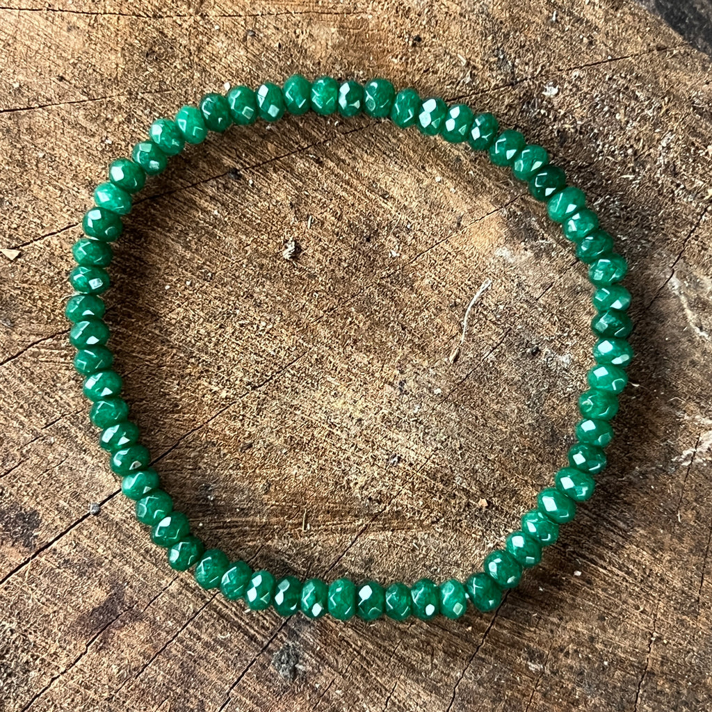 Bratara fatetata agat verde 4 mm, pietre semipretioase - druzy.ro 2 