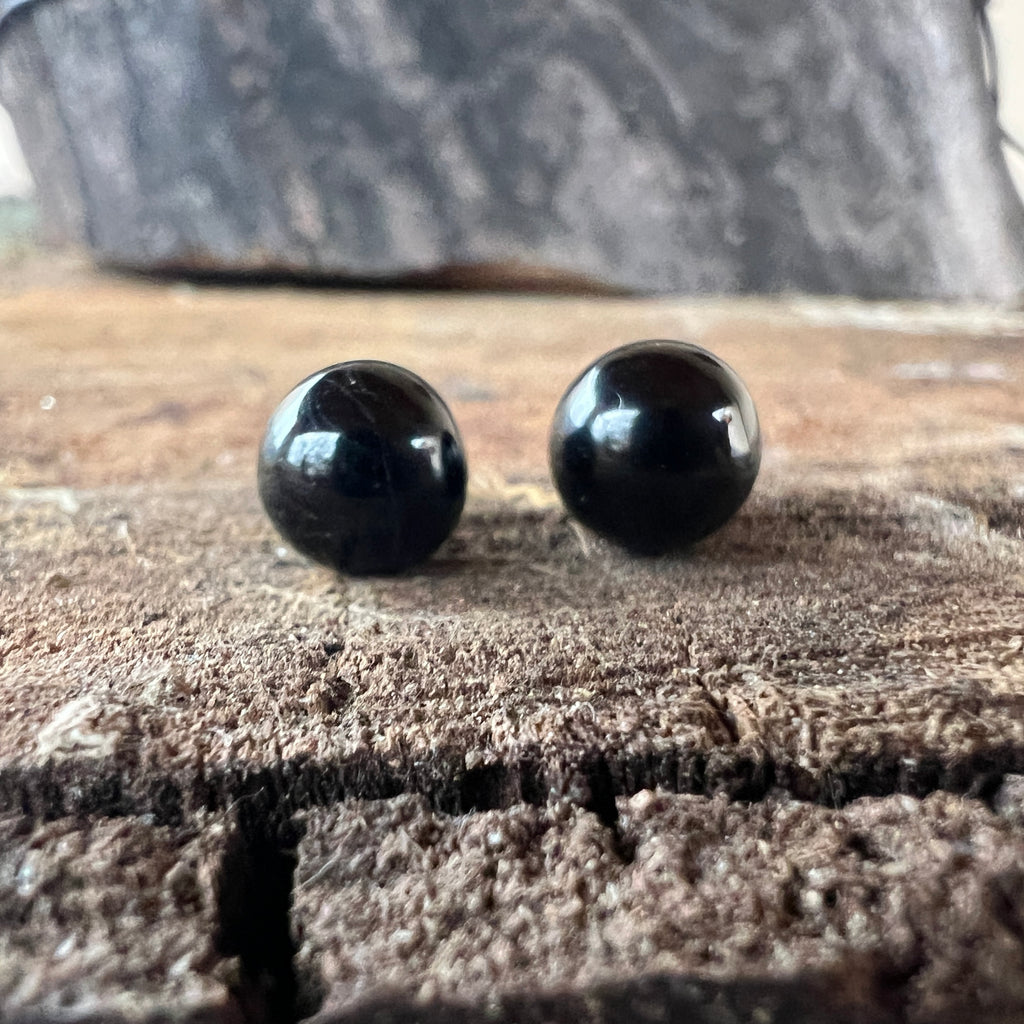 Cercei stud sfere turmalina neagra 8 mm, pietre semipretioase - druzy.ro 1 