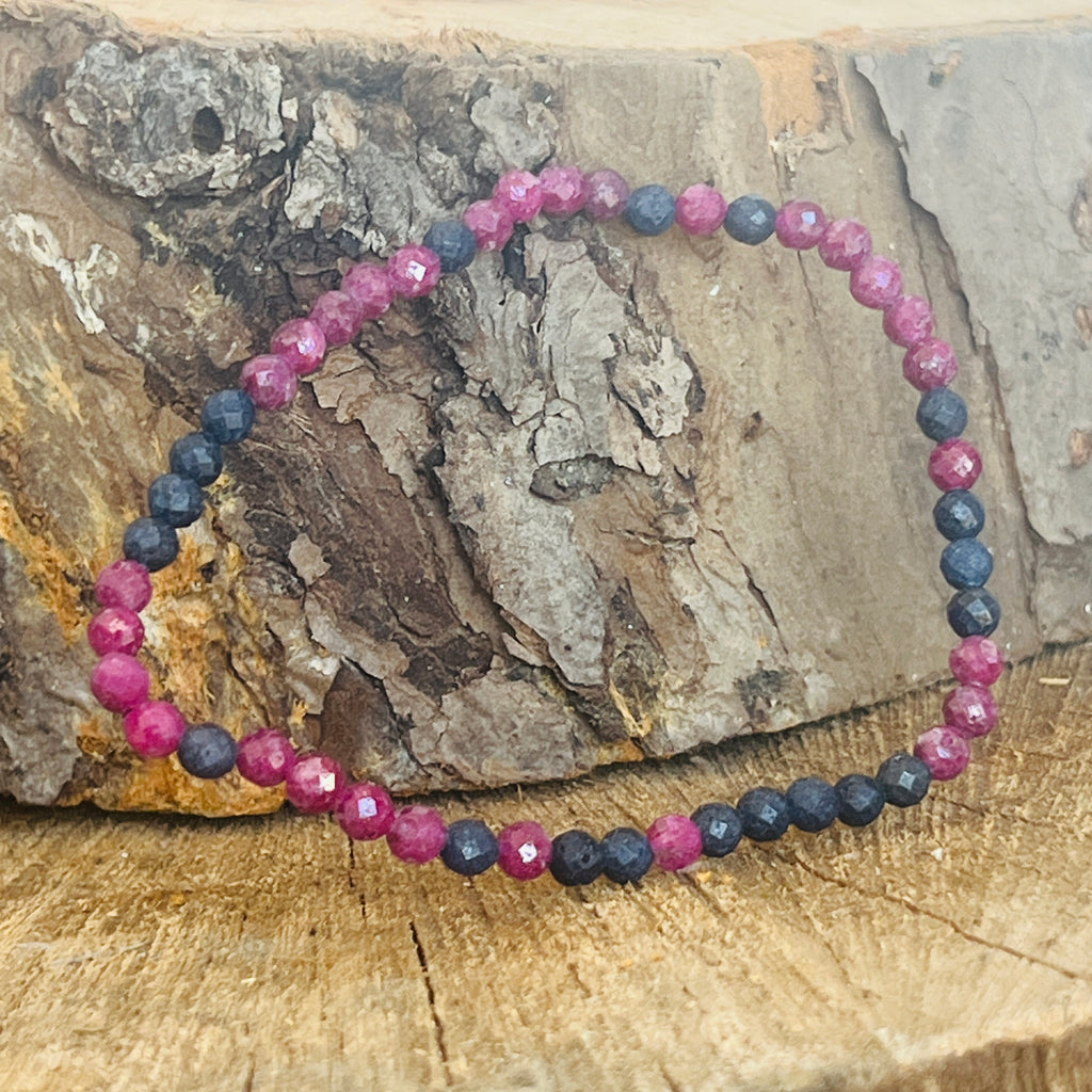 Bratara safir cu rubin fatetata 4 mm, pietre semipretioase - druzy.ro 2 