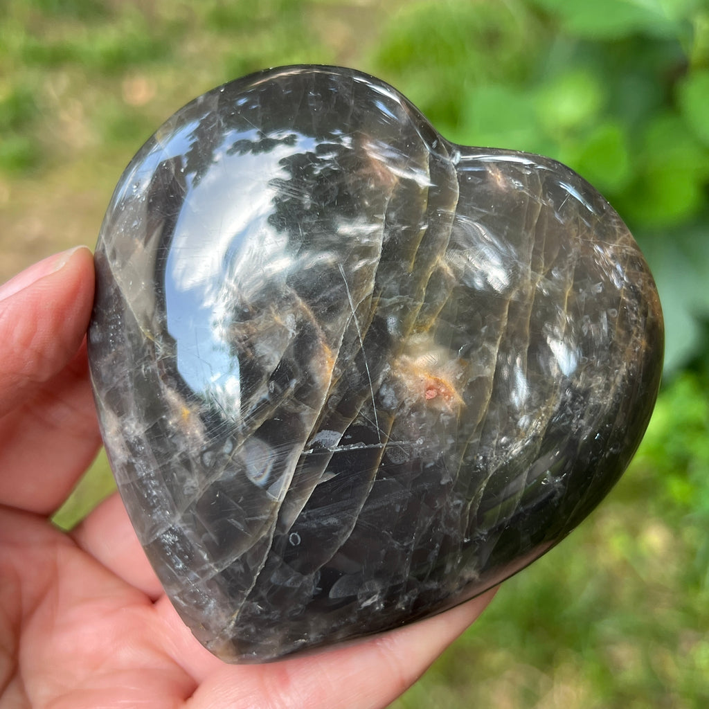 Inima piatra lunii somon gri | Model 4, pietre semipretioase - druzy.ro 3 