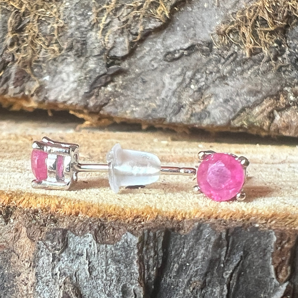 Cercei stud argint rubin 4 mm, pietre semipretioase - druzy.ro 2 