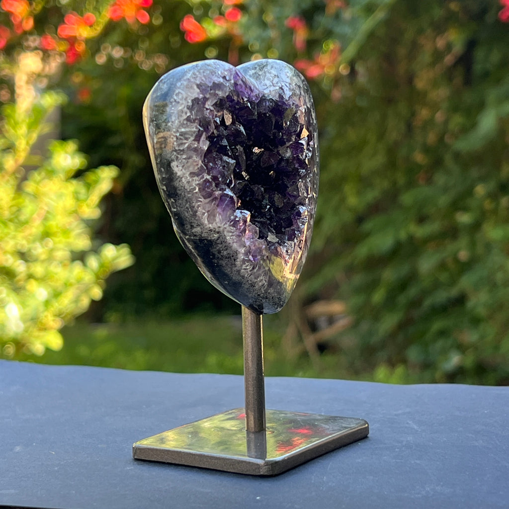 Inima ametist stand model 10, calitate +AAA, geoda ametist Urguay, pietre semipretioase - druzy.ro 3 