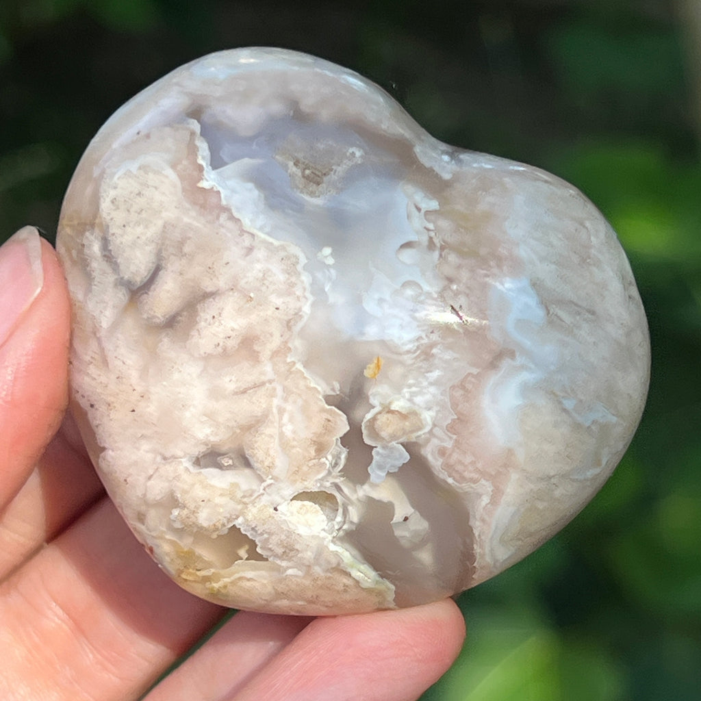 Inima agat coral floare gri m6, pietre semipretioase - druzy.ro 2 