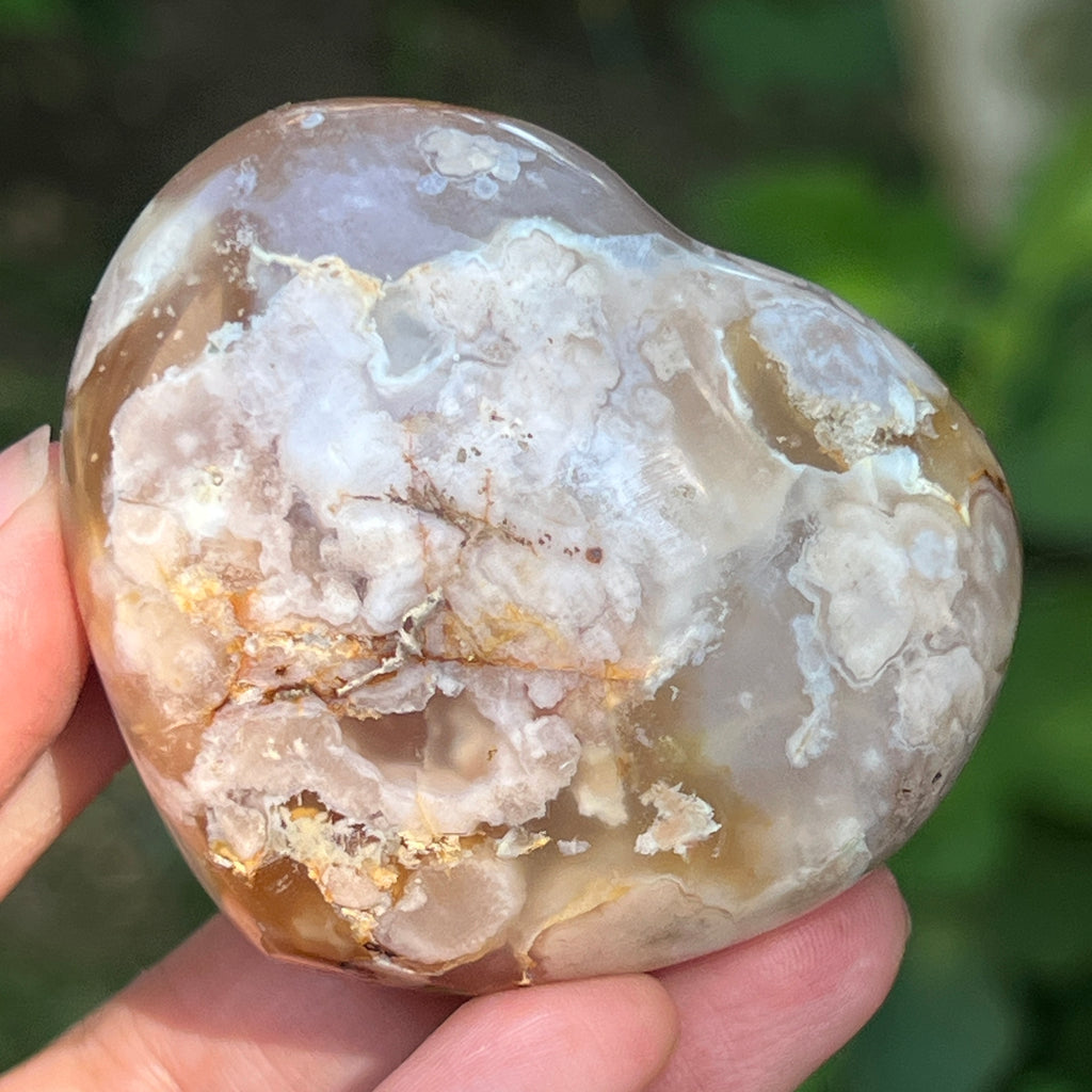 Inima agat coral floare gri m4, pietre semipretioase - druzy.ro 1 