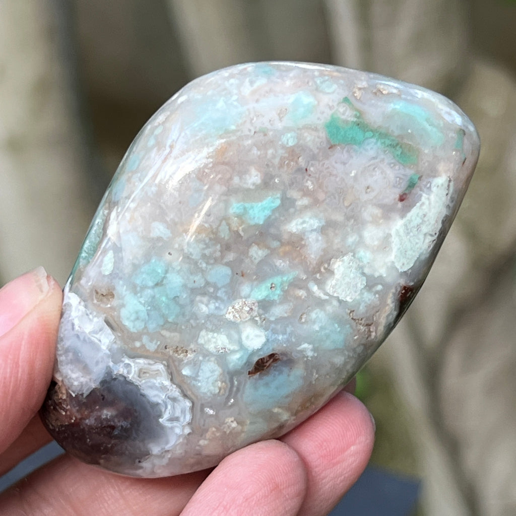 Palmstone calcedonie cu crom albastru-verzuie din Zimbabwe | Model 5, pietre semipretioase - druzy.ro 3 
