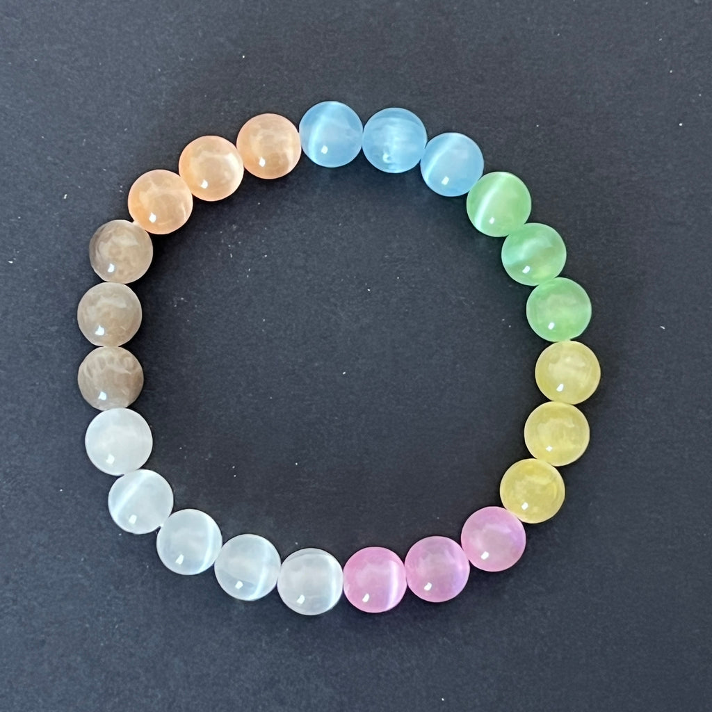 Bratara sfere colorate din selenit 8 mm, pietre semipretioase - druzy.ro 7 