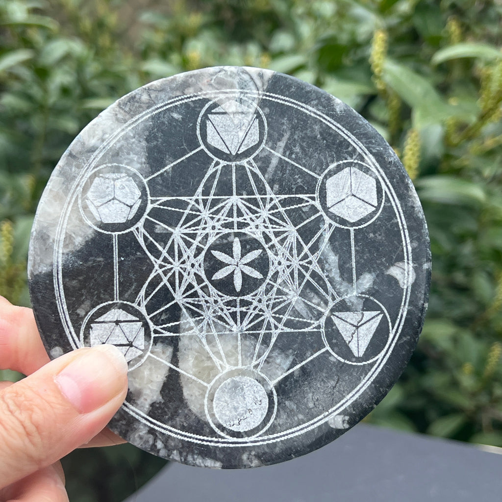 Disc Fosil Orthoceras forma Metatron, pietre semipretioase - druzy.ro 3 