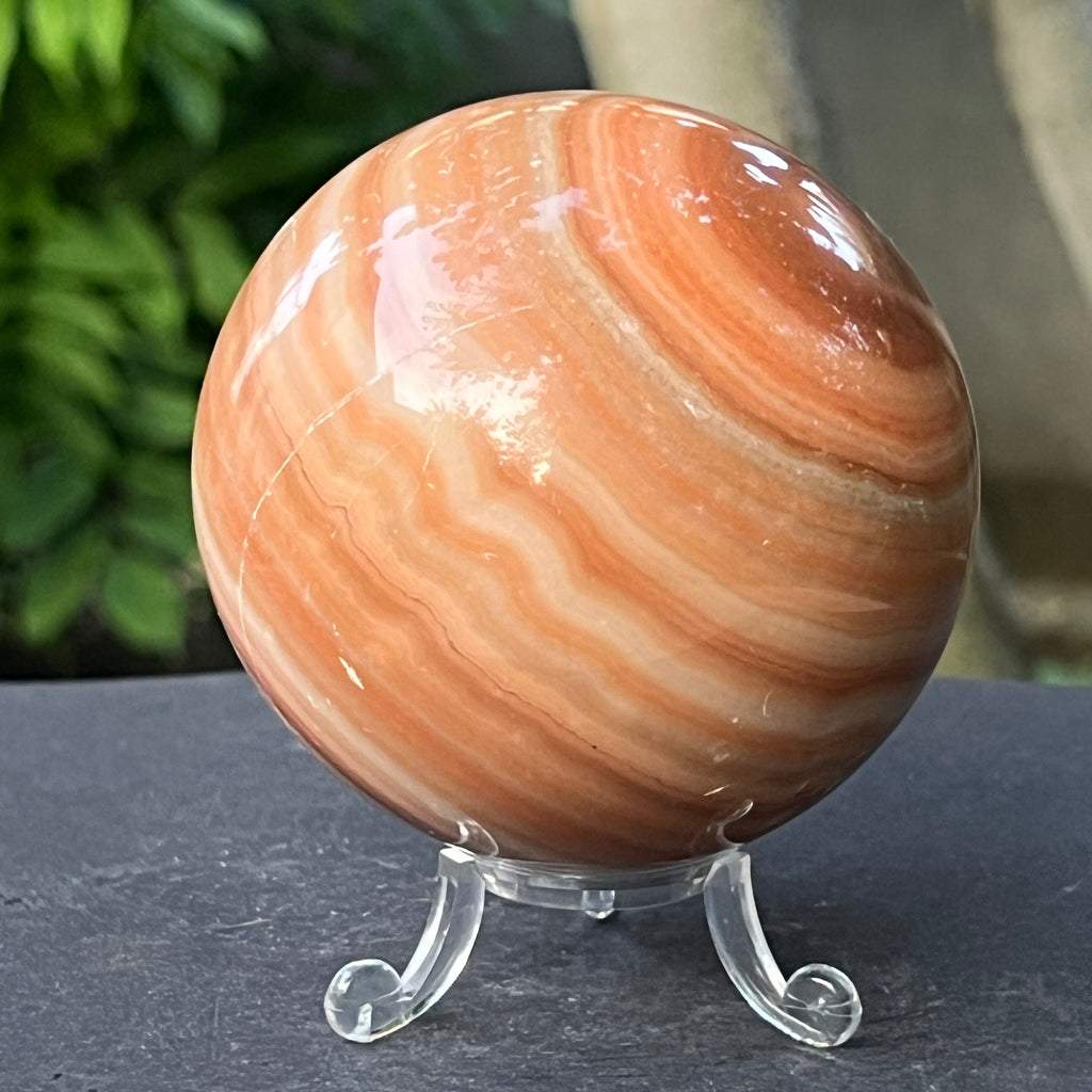 Sferă de onix portocaliu dungat  | Model 5, pietre semipretioase - druzy.ro 4 