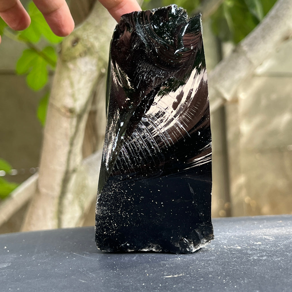 Obsidian negru din Mexic piatra bruta XL model 1, pietre semipretioase - druzy.ro 2 