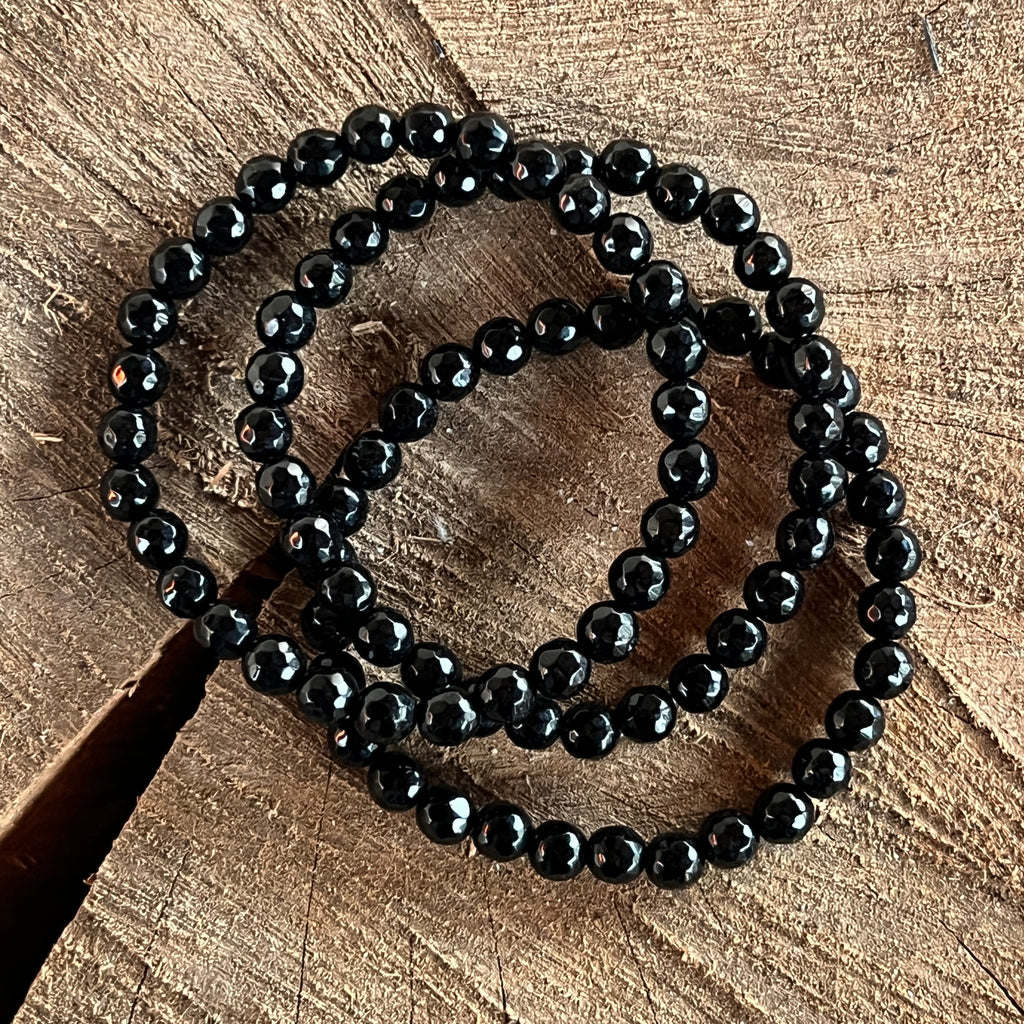 Bratara fatetata onix negru 6 mm, pietre semipretioase - druzy.ro 3 