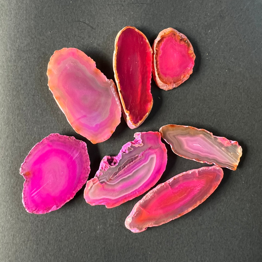 Felie agat roz Brasil S, pietre semipretioase - druzy.ro 2