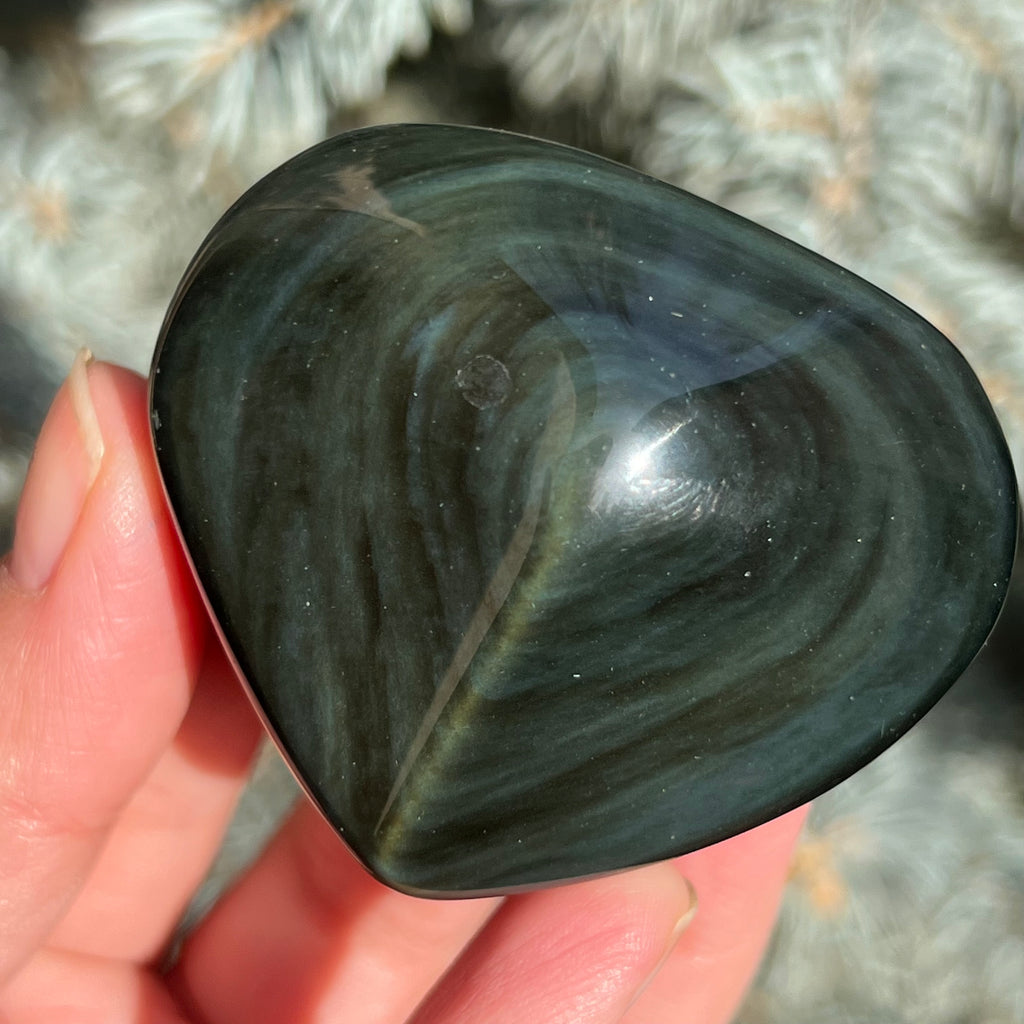 Obsidian curcubeu inima model 3, druzy.ro, cristale 8